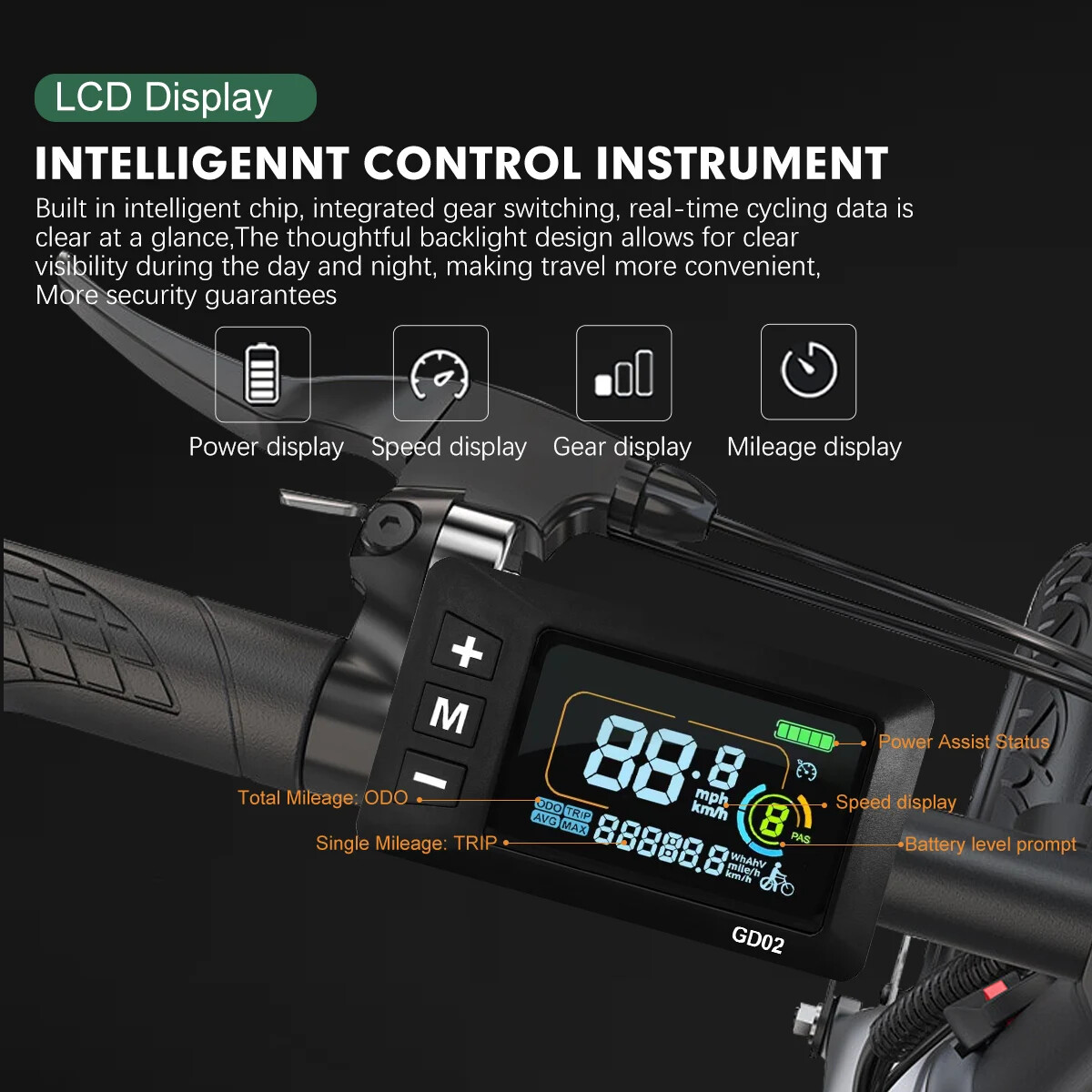 E-bike LCD Display 24V 36V 48V 52V 60V SM/WP Plug Compatible with Controllers