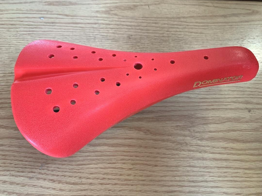 RED Old School BMX Bike Seat Hard Shell Viscount Dominator with Grips New