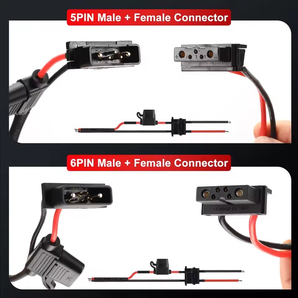 5/6Pin Male /Female Hailong Battery Discharge Connector eBike Power Battery Base