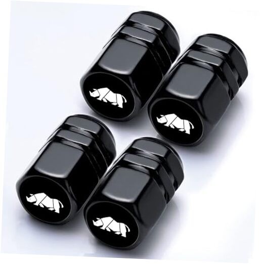 4Pack Tire Valve Stem Cap Car Accessories Aluminum Alloy Rust Rhinoceros Black