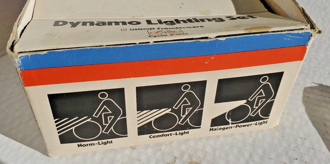 NOS Union Dynamo Generator Head Tail Light Set Bicycle Vtg Schwinn Puegeot Fuji