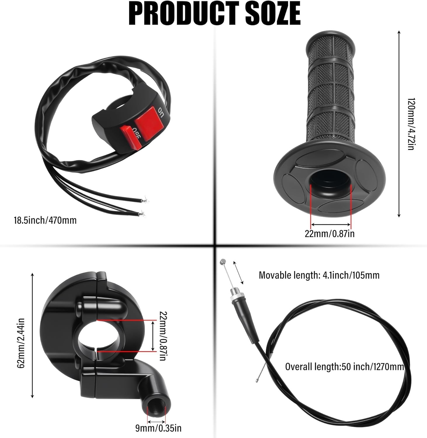 Universal Mini Bike Throttle Assembly&Cable Kit | Direct Replacement for Cole…