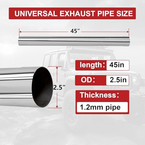 2.5 Inch Universal Straight Exhaust Pipe DIY Custom Mandrel Tube Pipe,2.5» OD