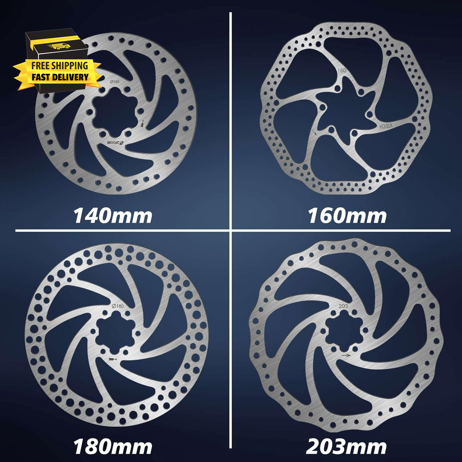 140Mm 160Mm 180Mm 203Mm MTB Disc Brake Rotor with 6 Bolts, Bicycle Brakes Stainl
