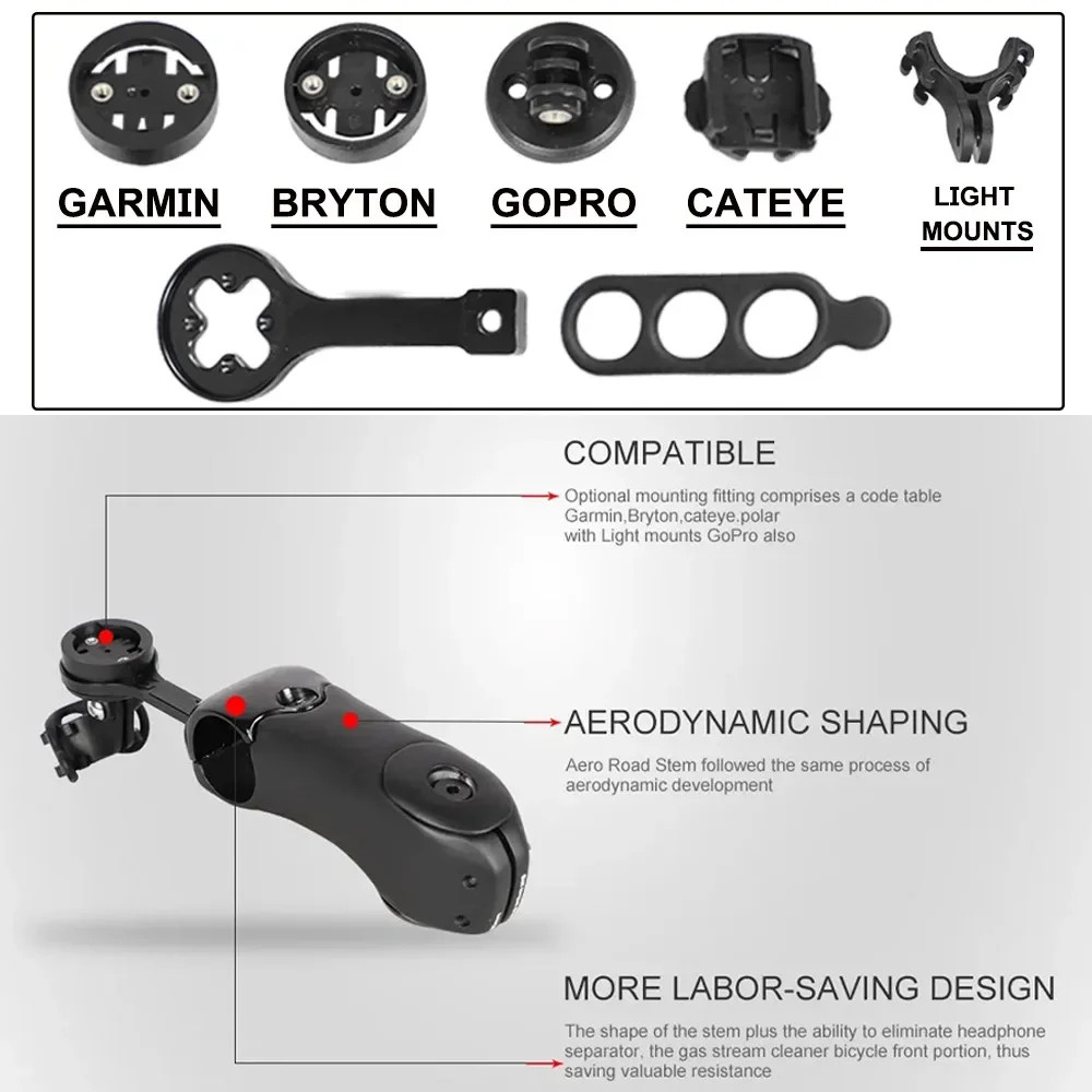 3 Degrees Stem Carbon Fiber MTB/Road Bicycle Carbon Stem Adapter Computer Mounts