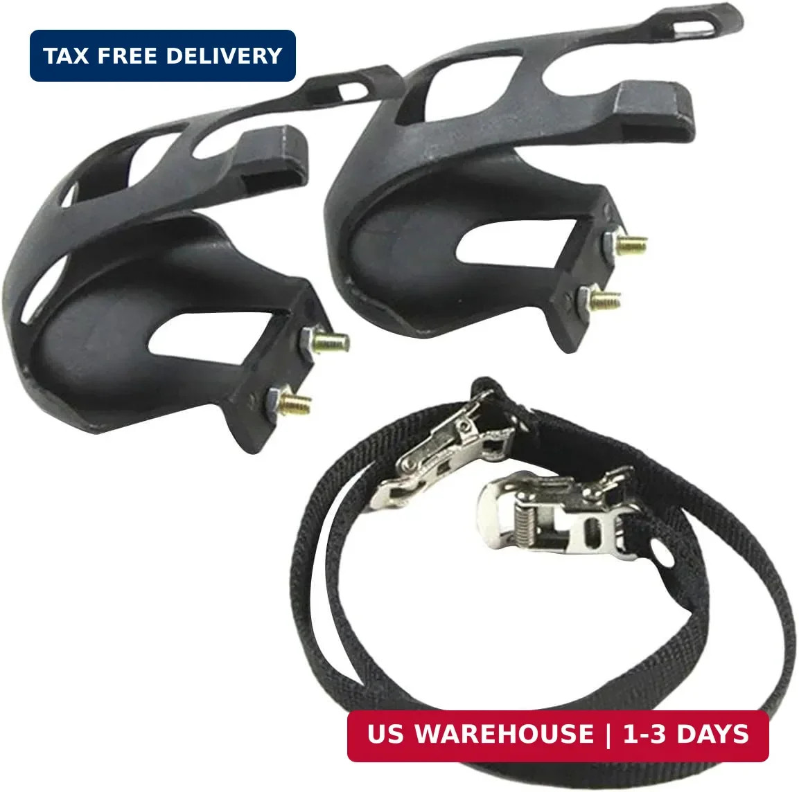 1 Pair Toe Clips for Road & Mountain Bikes, Universal Fit with Adjustable Straps