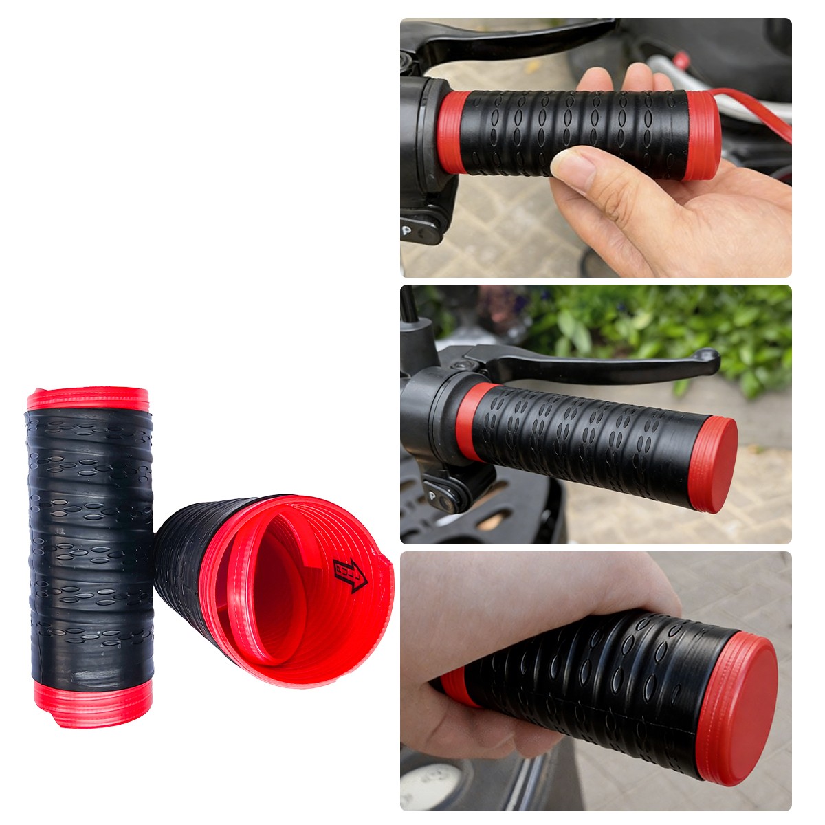 Universal Handlebar Grip Cover Non-Slip Wrap-Around Silicone Pair