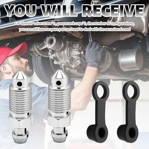 2PCS 3/8-24 x 1-3/16″ Car Brake Bleeder Screw,Sturdy Car Brake Bleeder Valve