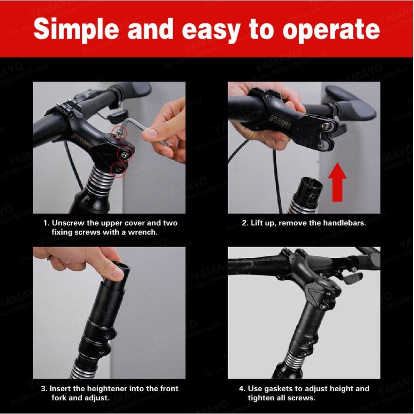Bicycle Fork Stem Extender Handlebar Riser Extension Adapter Mountain Bike MTB
