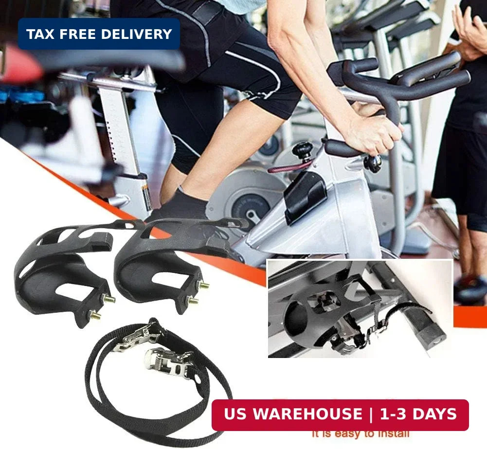 1 Pair Toe Clips for Road & Mountain Bikes, Universal Fit with Adjustable Straps
