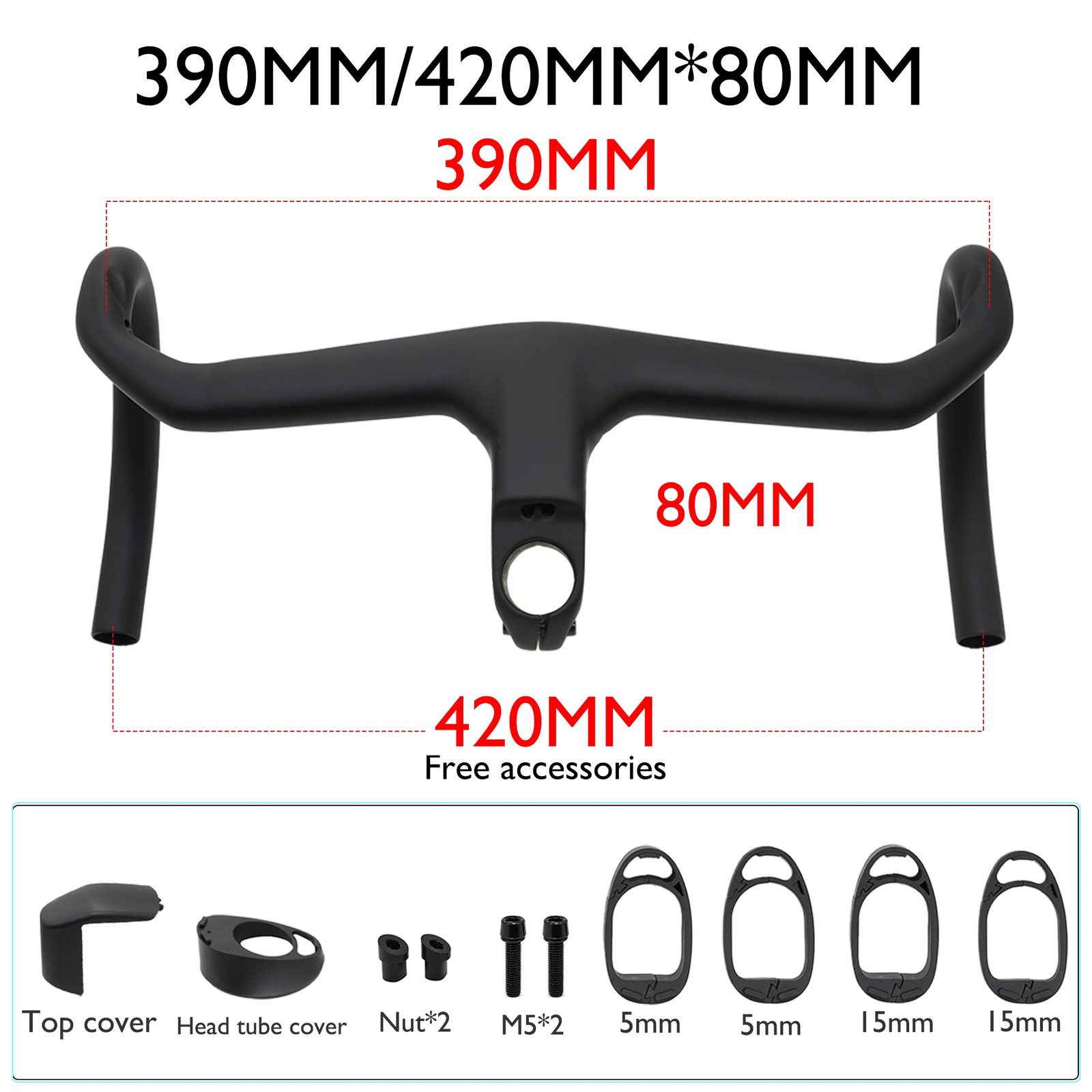 Full Carbon Fiber Road Bike Cockpit Drop Bar 380-440mm External Cable Routing