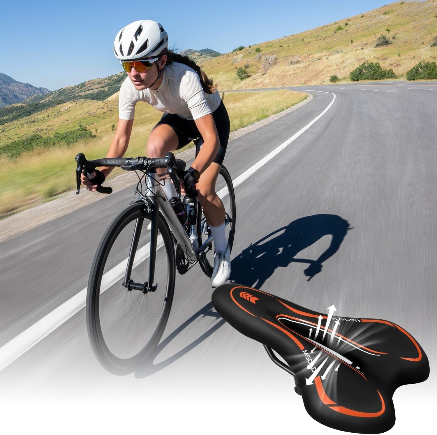 Gel Bike Seat – Comfortable Bicycle Saddle with Extra Soft Cushion Padded Orange
