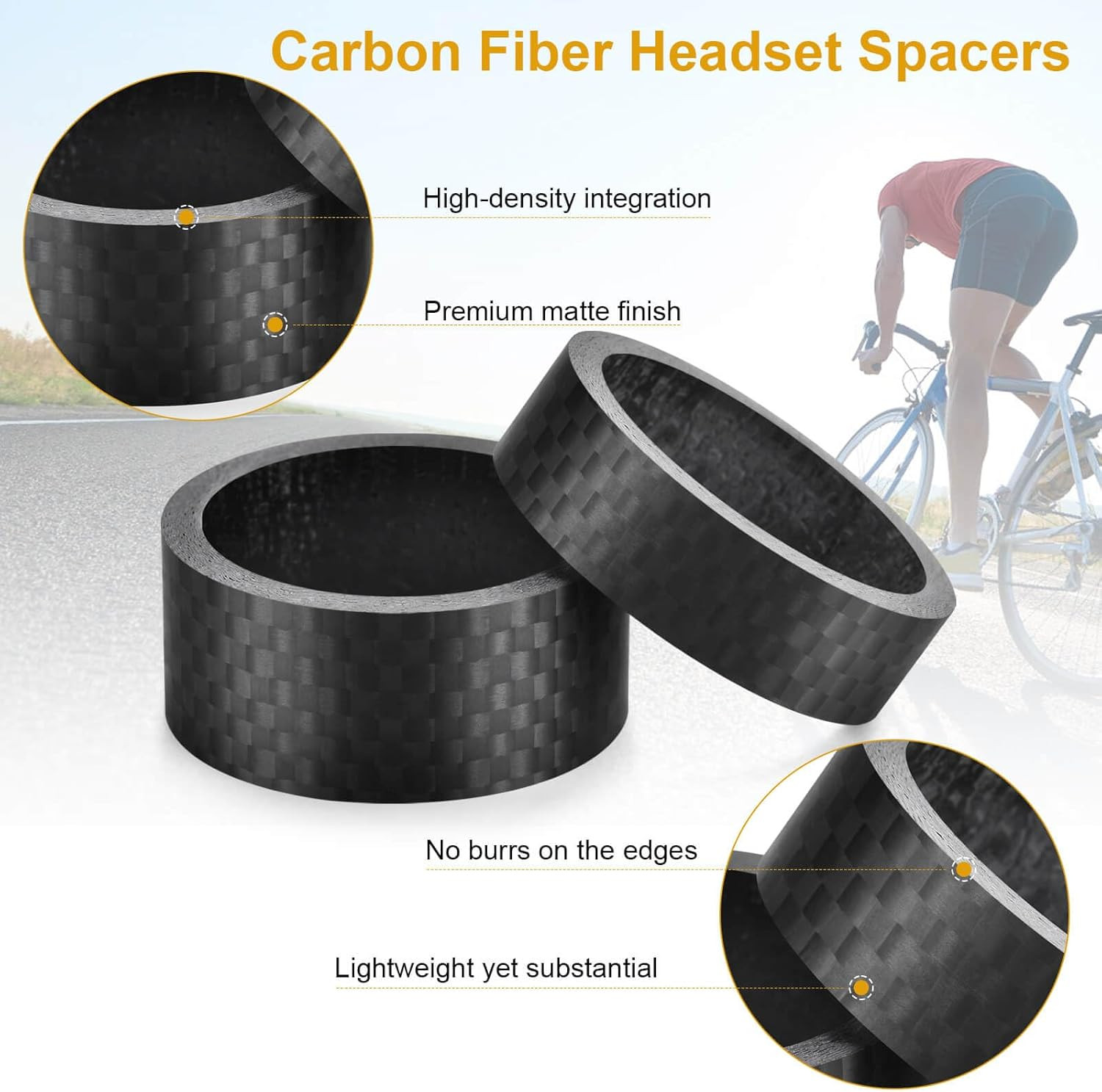 11Pcs Carbon Fiber Headset Spacers 1 1/8″ Headset Spacer for MTB BMX Road Bikes