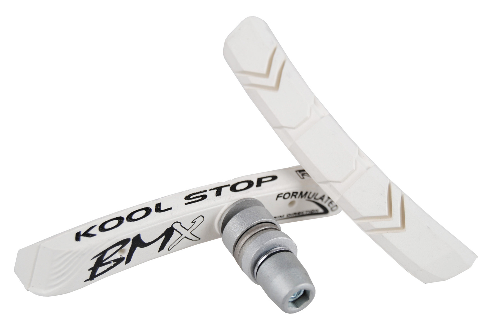 KOOL STOP BMX bicycle THREADED V-brake brake pads WHITE