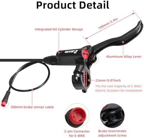 Z00M HB875E Ebike Hydraulic Disc Brake Set, Electric Power-Off Hydraulic Brake S