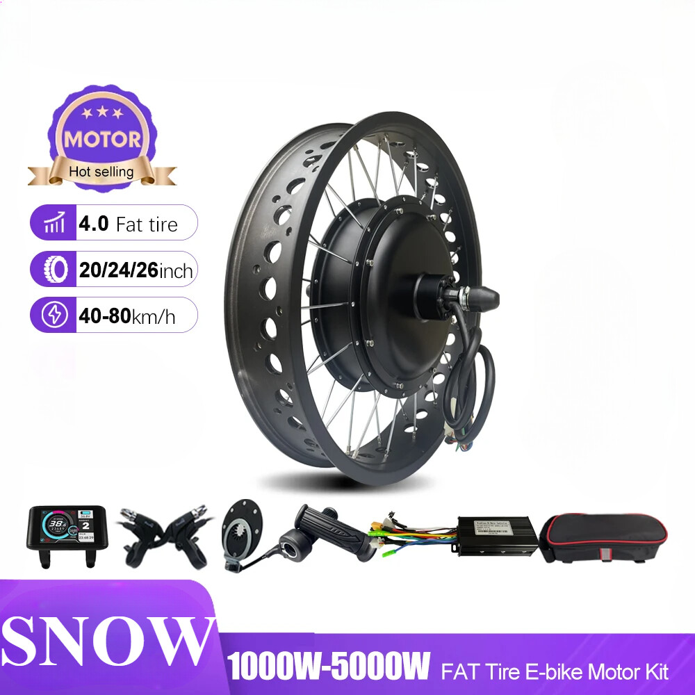 1000W-5000W 48V 72V Snow Electric Bike 20/24/26×4.0inch Fat Tire Rear Hub Motor