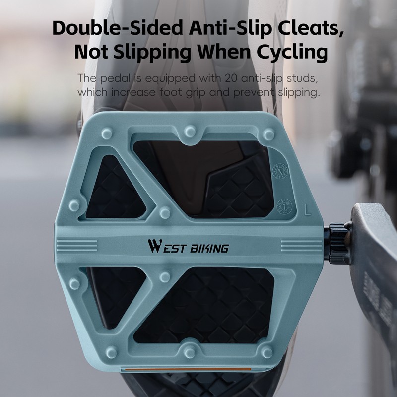WEST BIKING DU Sealed Bearing MTB Road Bike Nylon Flat Platform Pedals 9/16″