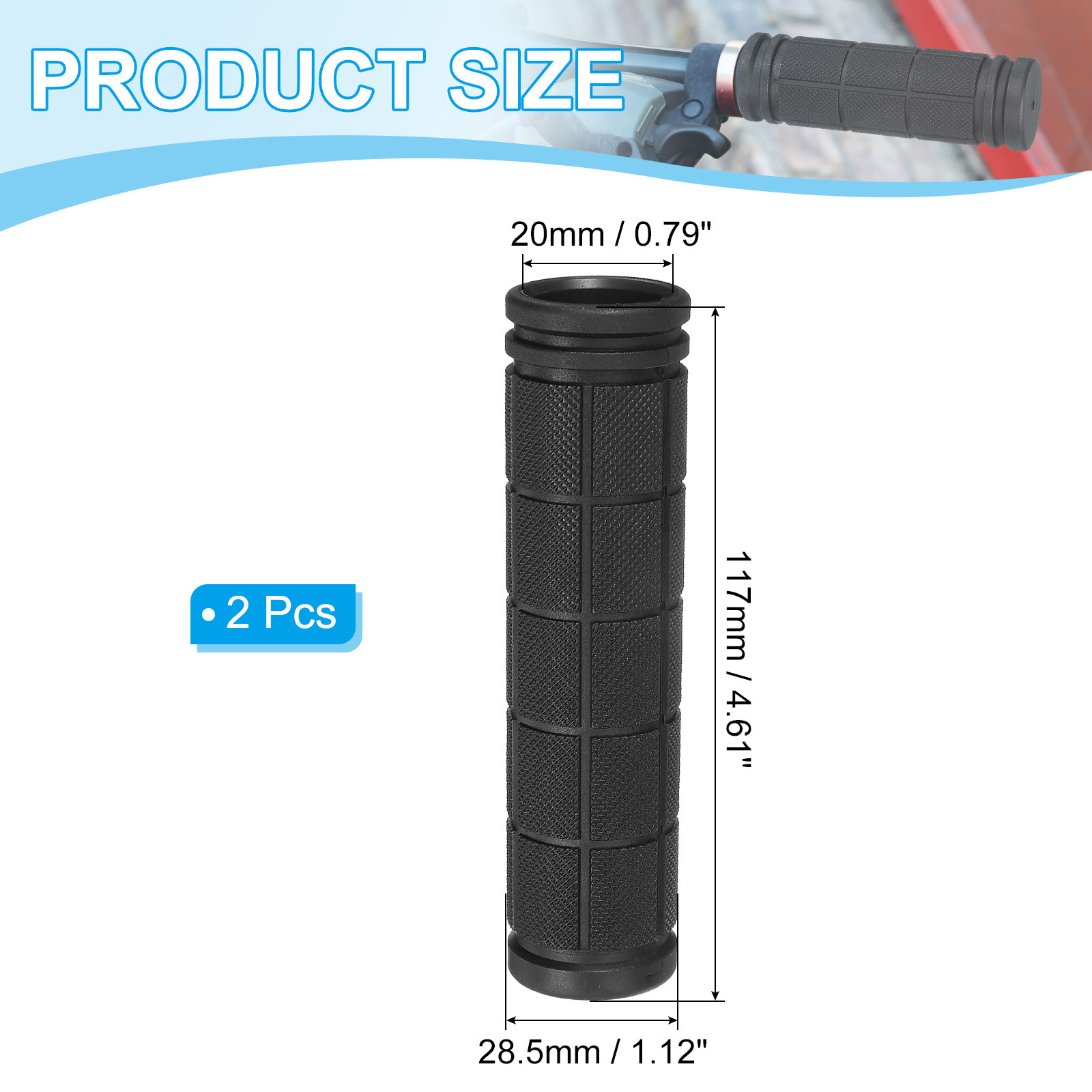 2Pcs 4.61″x0.79″ Non-Slip Bike Handlebar Grips Black
