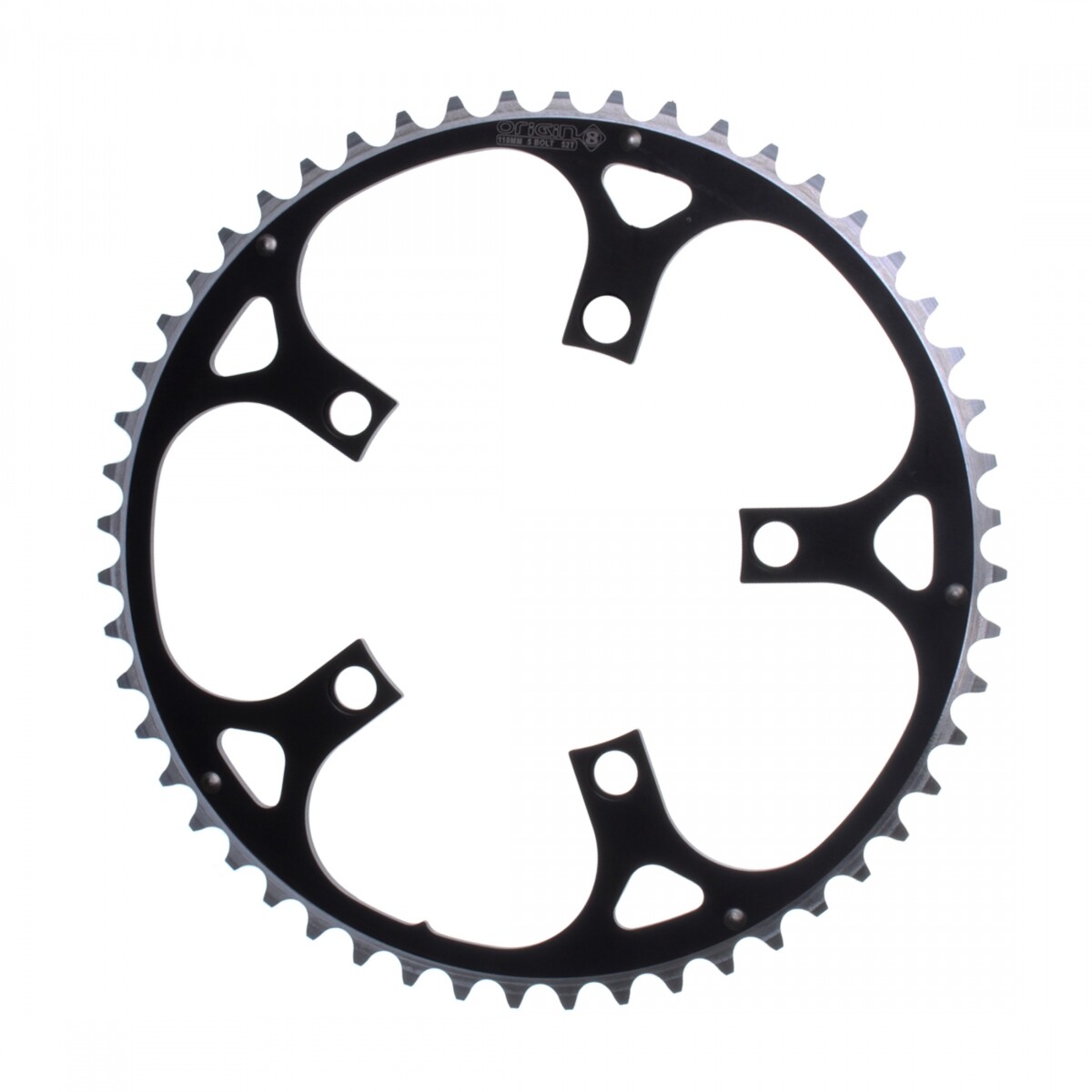 Origin8 Chainring 52T 110 BCD 5-Bolt 8/9/10-Spd Alloy Blk/Silver Ramped/Pinned