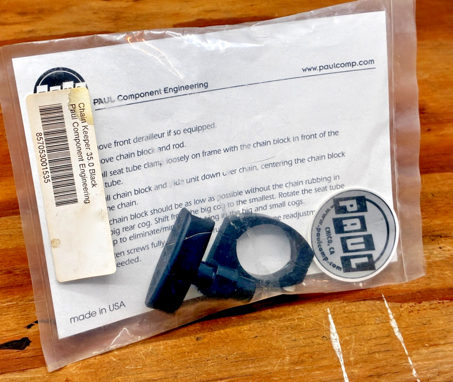 New Paul Component Engineering Chain Keeper 35.0 mm Black Aluminum 4 Single Ring