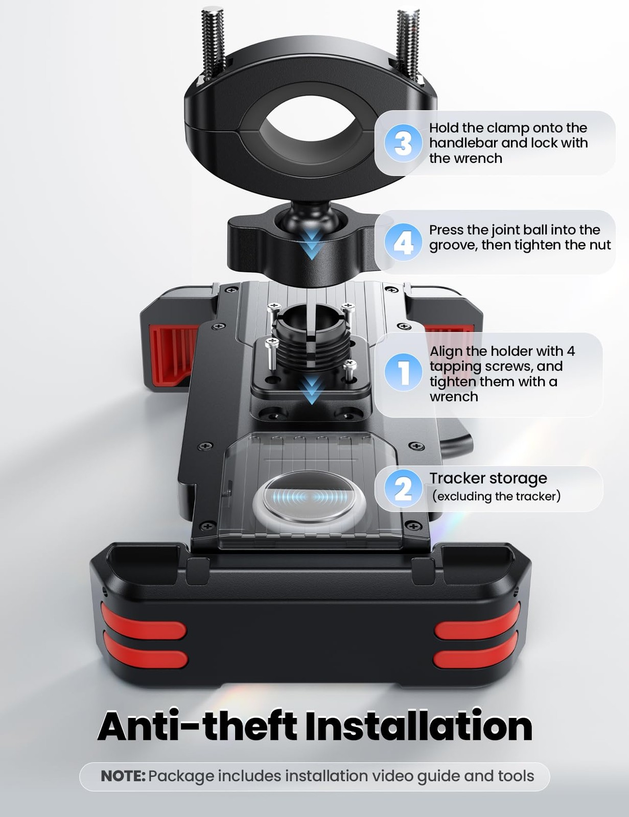Bike Phone Holder [Hidden Tracker Storage] Phone Holder for Bike [1S Auto Loc…