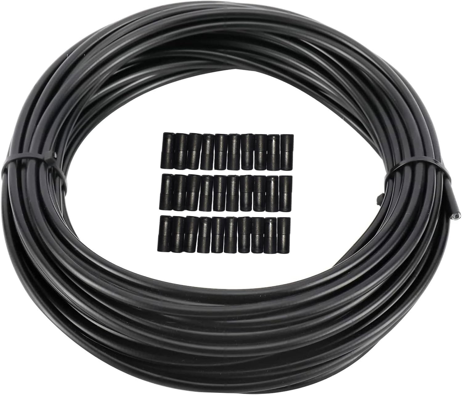 5Mm X 50Ft Bicycle/Bike Lined Brake Cable Housing with 30Pcs Cable End Caps, Bla