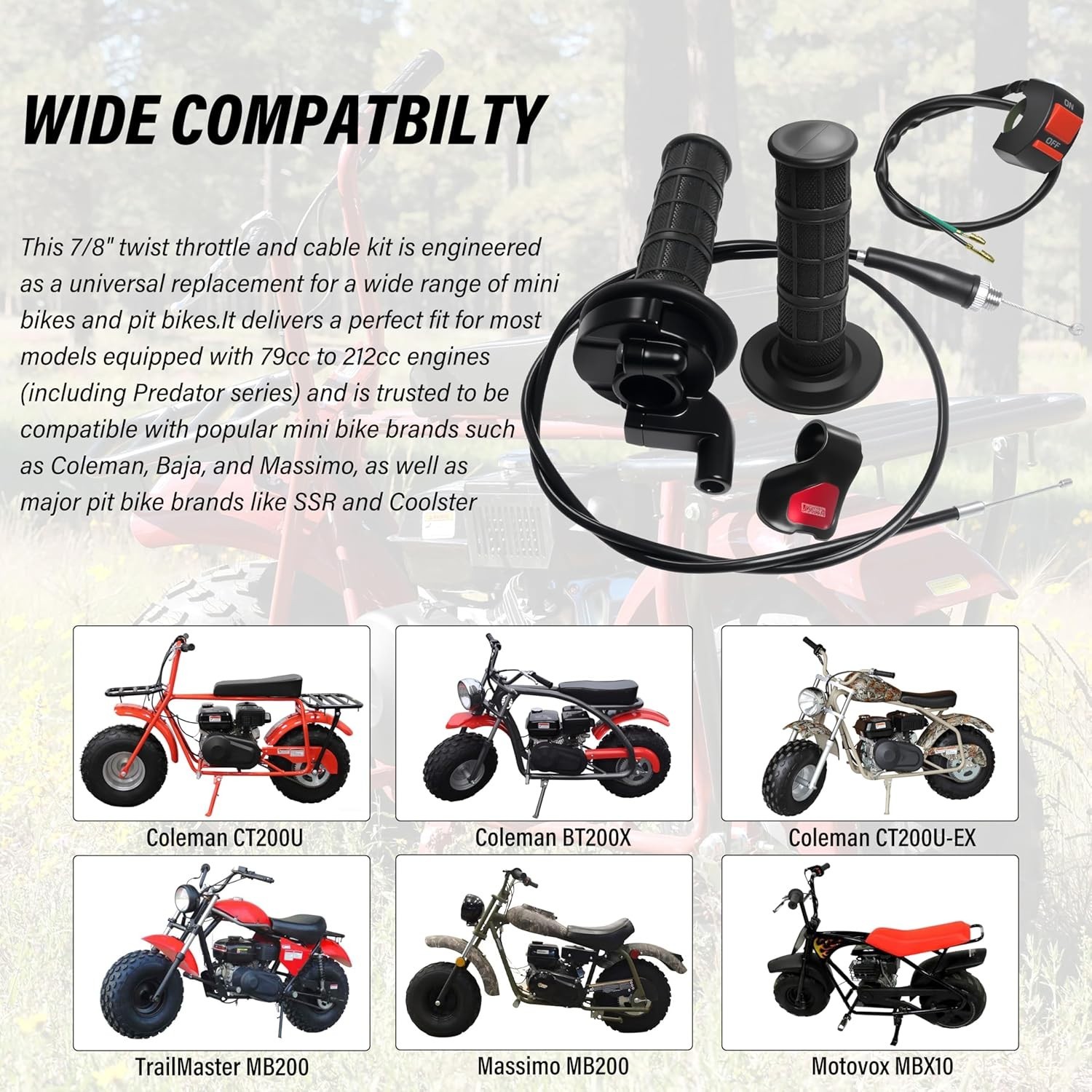 Universal Mini Bike Throttle Assembly&Cable Kit | Direct Replacement for Cole…