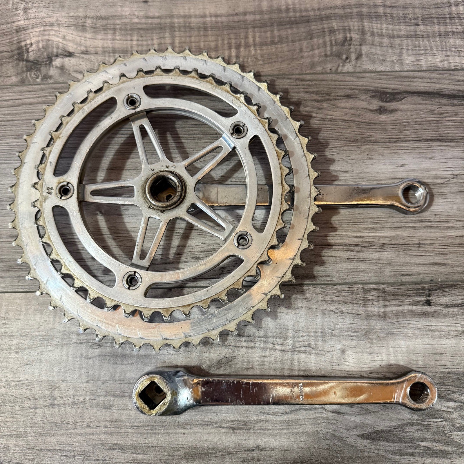 Vintage Nervar Sport Crankset BSA English 170 Double 52 42 FRENCH THREAD