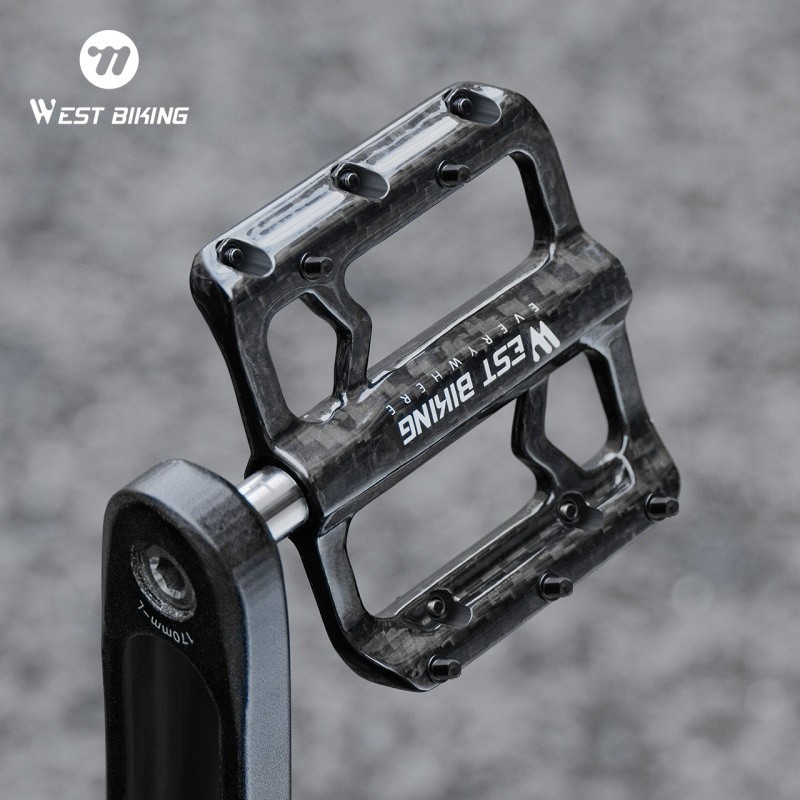 West Biking 3 Bearings Carbon Fibre Titanium Axle Bicycle Pedals Black 180g