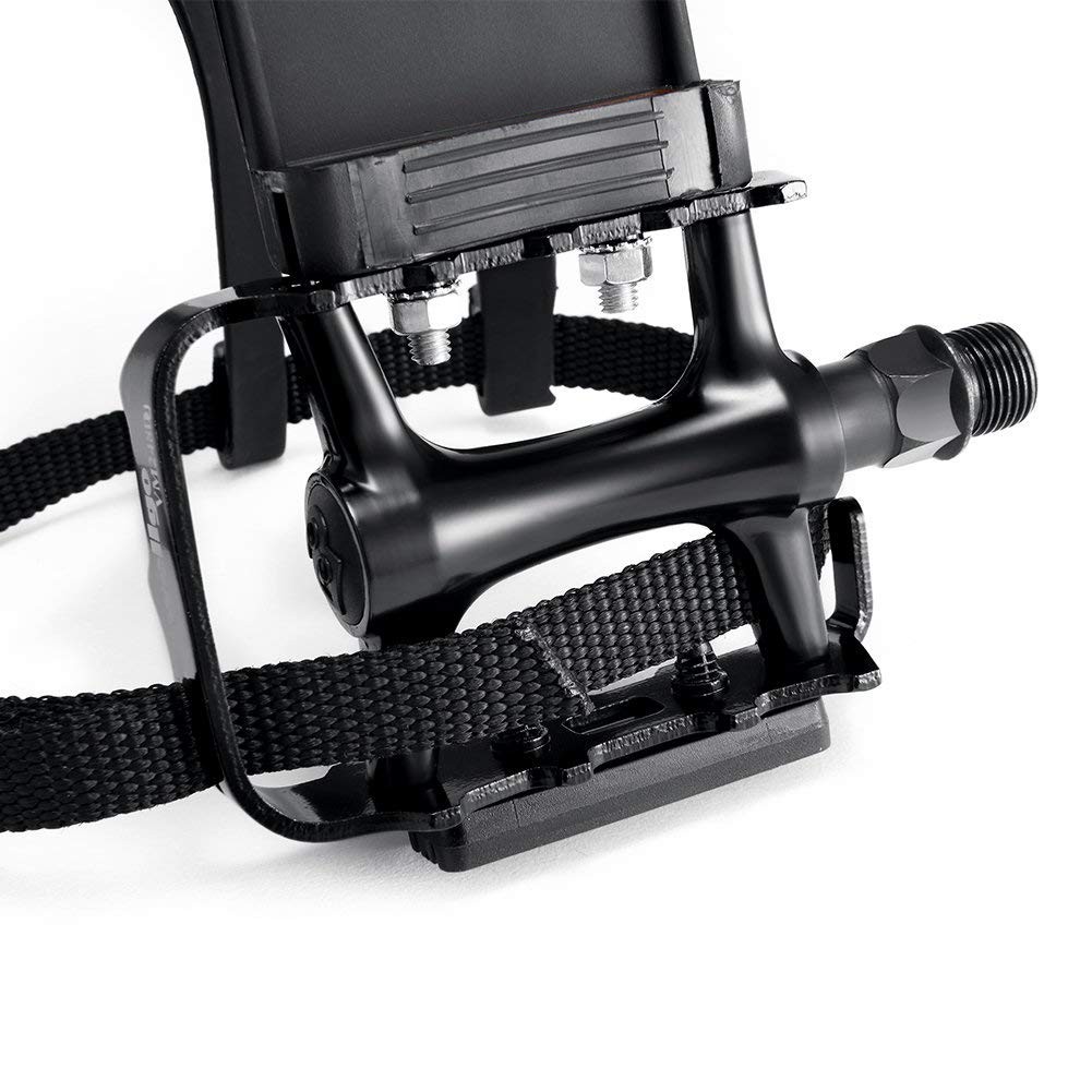 Bike Pedals With Toe Cages And Straps Universal Fit Bicycle 9/16 Inch Black