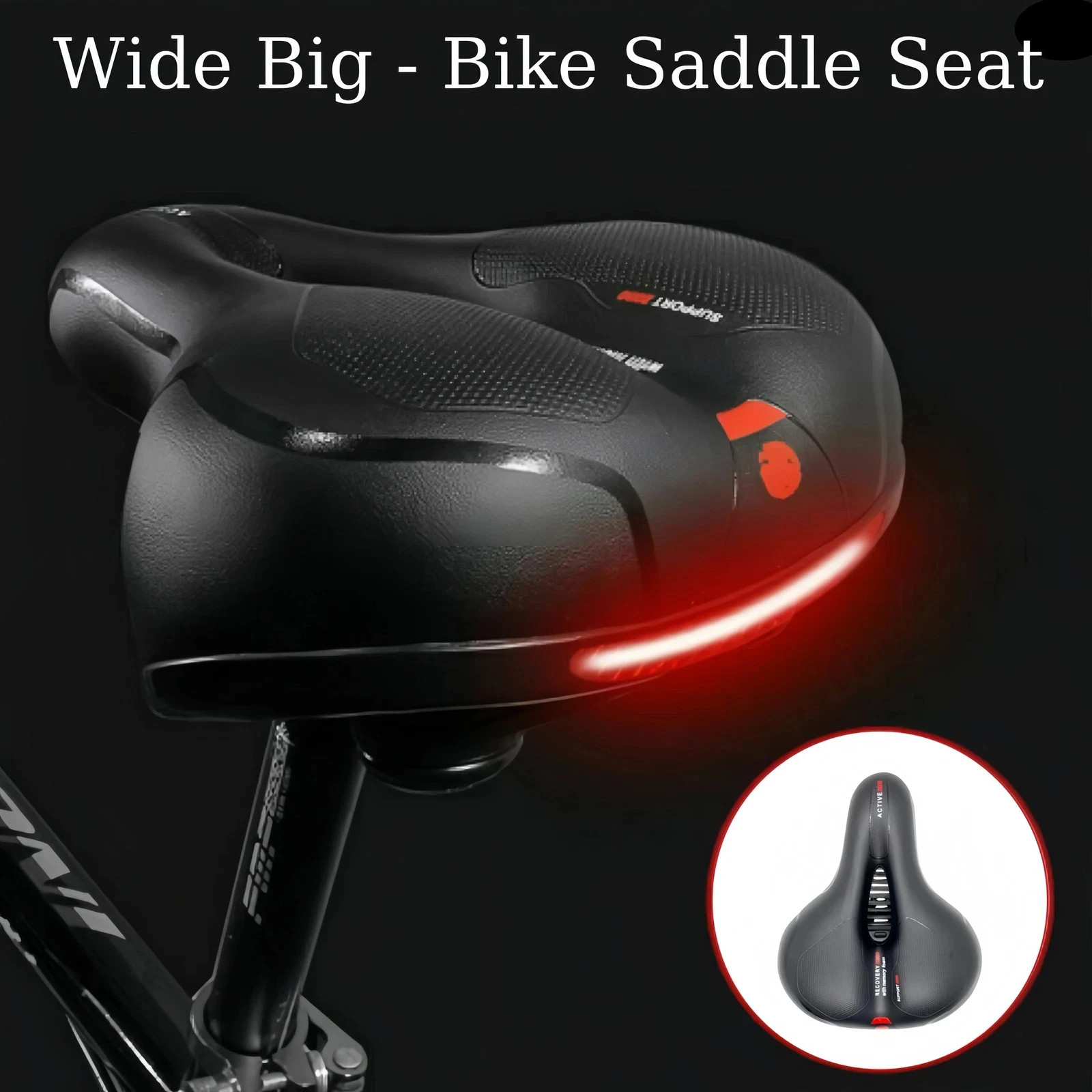 Comfort Bike Seat Cushion Soft Gel Extra Wide Big Bum Bicycle Saddle Pad Sporty