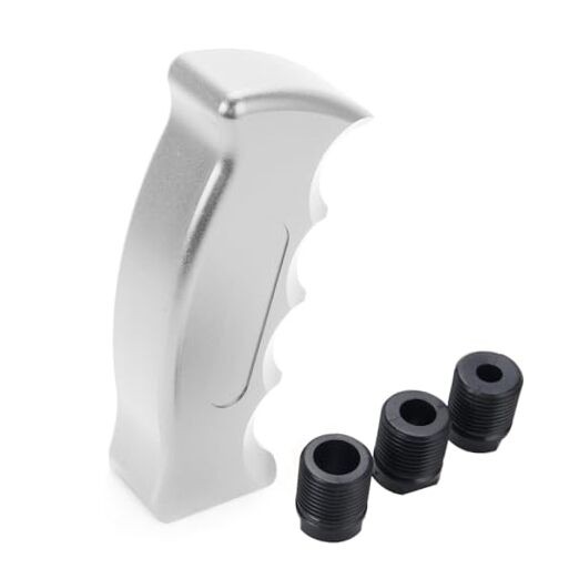 Universal Aluminum Slotted Pistol Grip Handle Manual MT Gear Stick Shift Silver