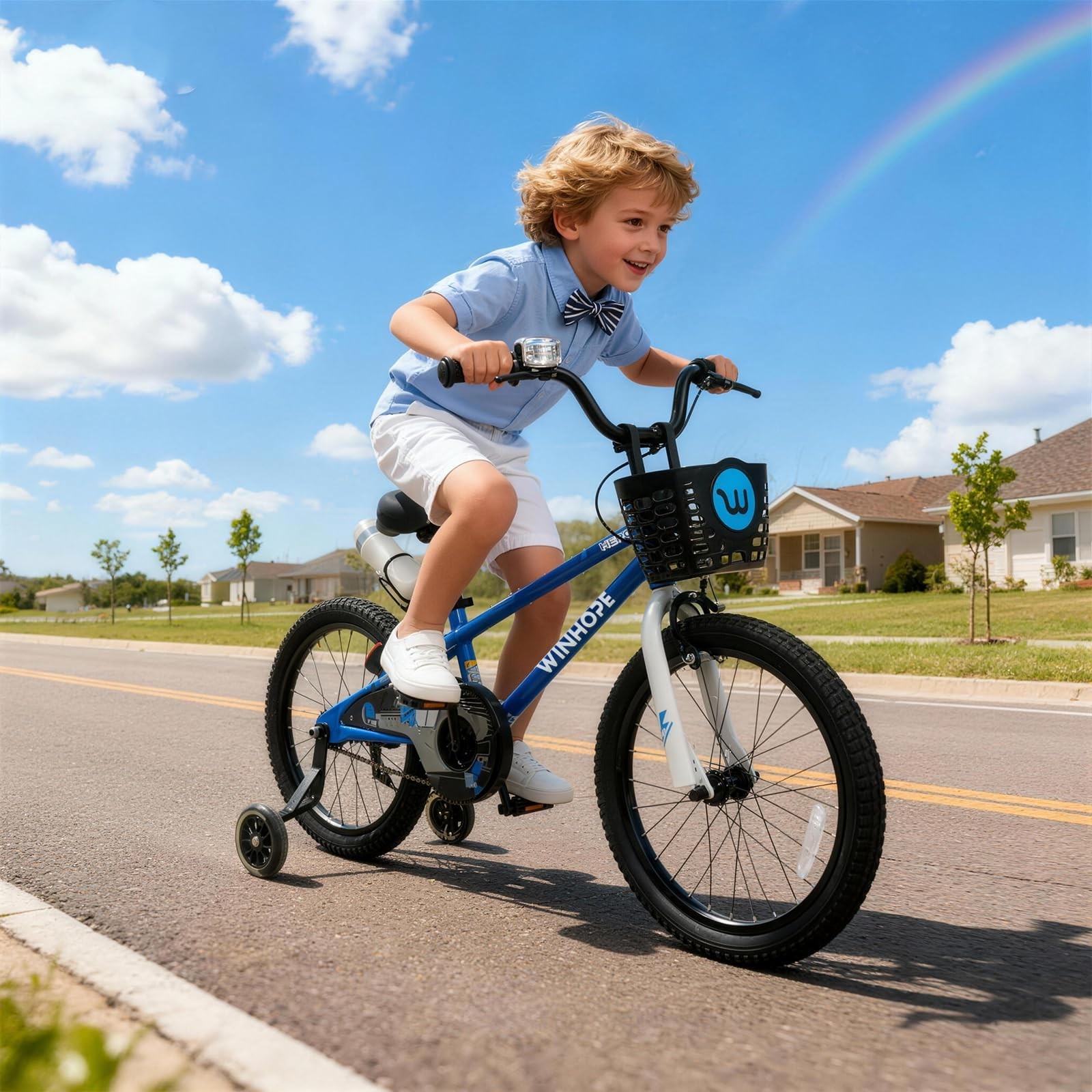 Winhope Kids Bike 12 14 16 18 Inch Children Bicycle Light Up Training Wheels