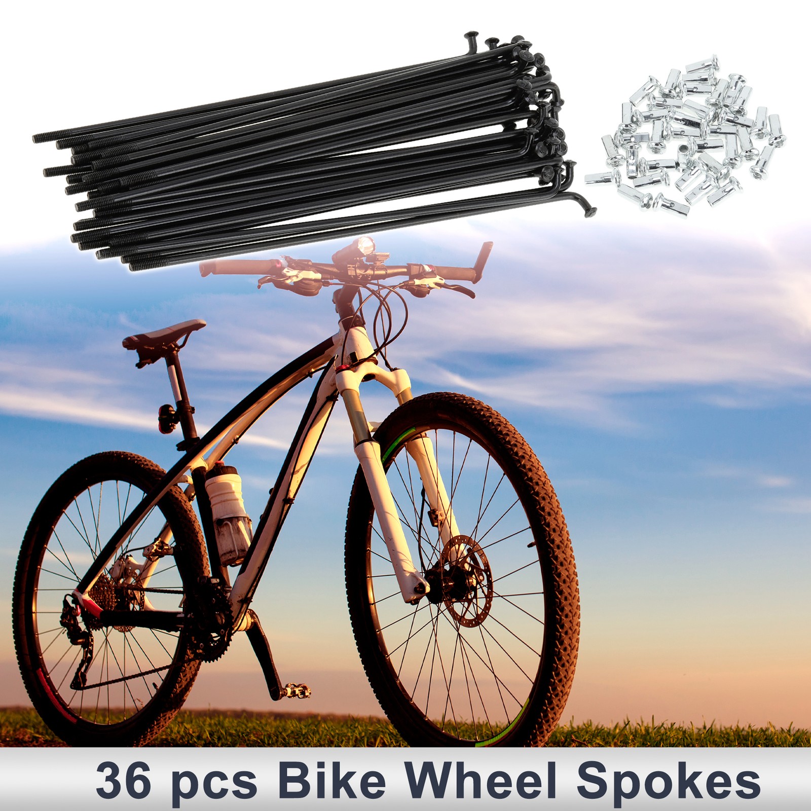 1 Set 12G 139mm Length Bicycle Spokes Nipple Carbon Steel Black Universal