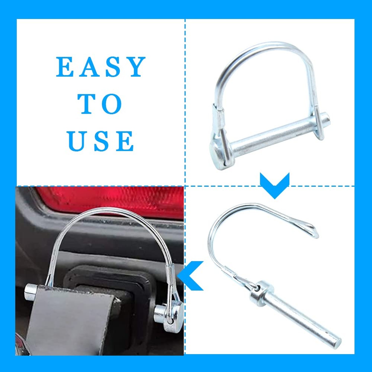 5Pcs Shaft Locking Pin 1/4”Trailers Lock Hitch Lock Pin Zinc Plated Carbon