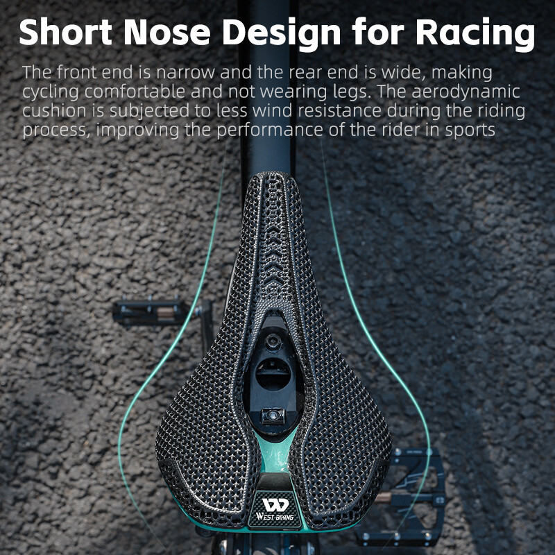 WEST BIKING 3D Printed Carbon Fibre Bicycle Saddle Short Nose Racing Bike Saddle