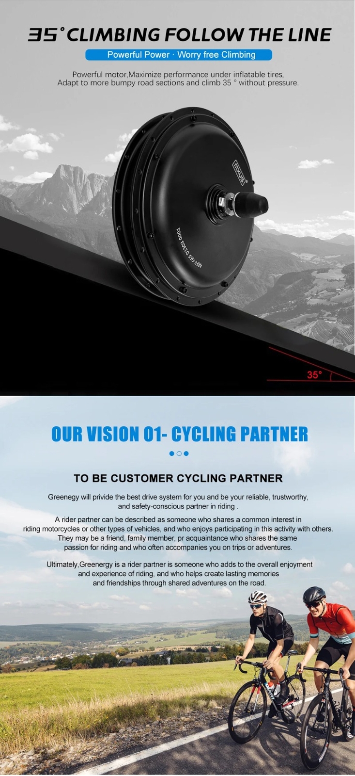 48V 1000W Brushless Non-gear Front Rear Hub Motor Wheel MTB Ebike Conversion Kit