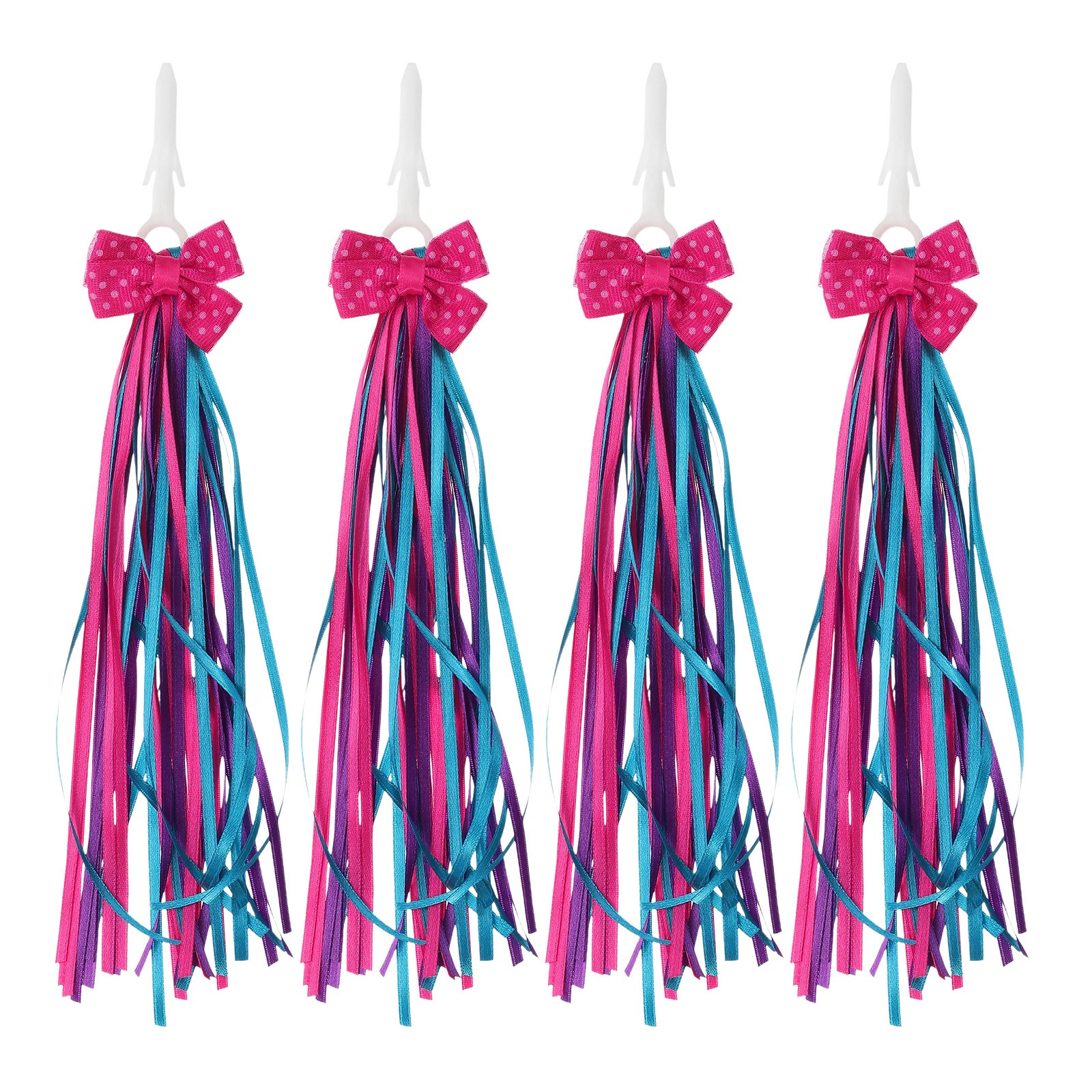 4Pcs Bike Streamers Scooter Handlebar Tassels Grip Ribbon Rose Red Purple