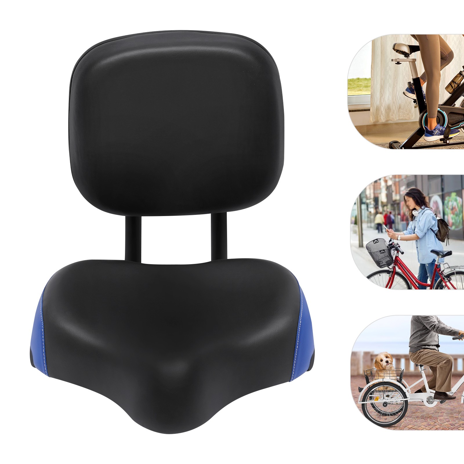 Bike Seats for Wide Adult Tricycle Women Backrest Saddle Bik Seat w/Backrest new