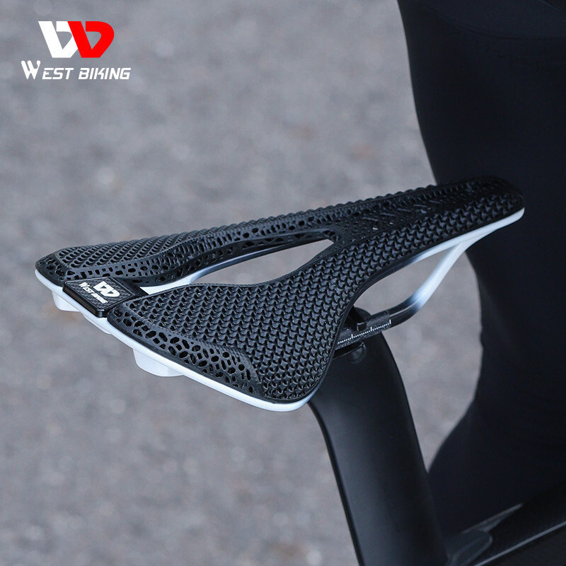 WEST BIKING 3D Printed Short Nose Bicycle Saddle Carbon Fiber Bike Saddle White