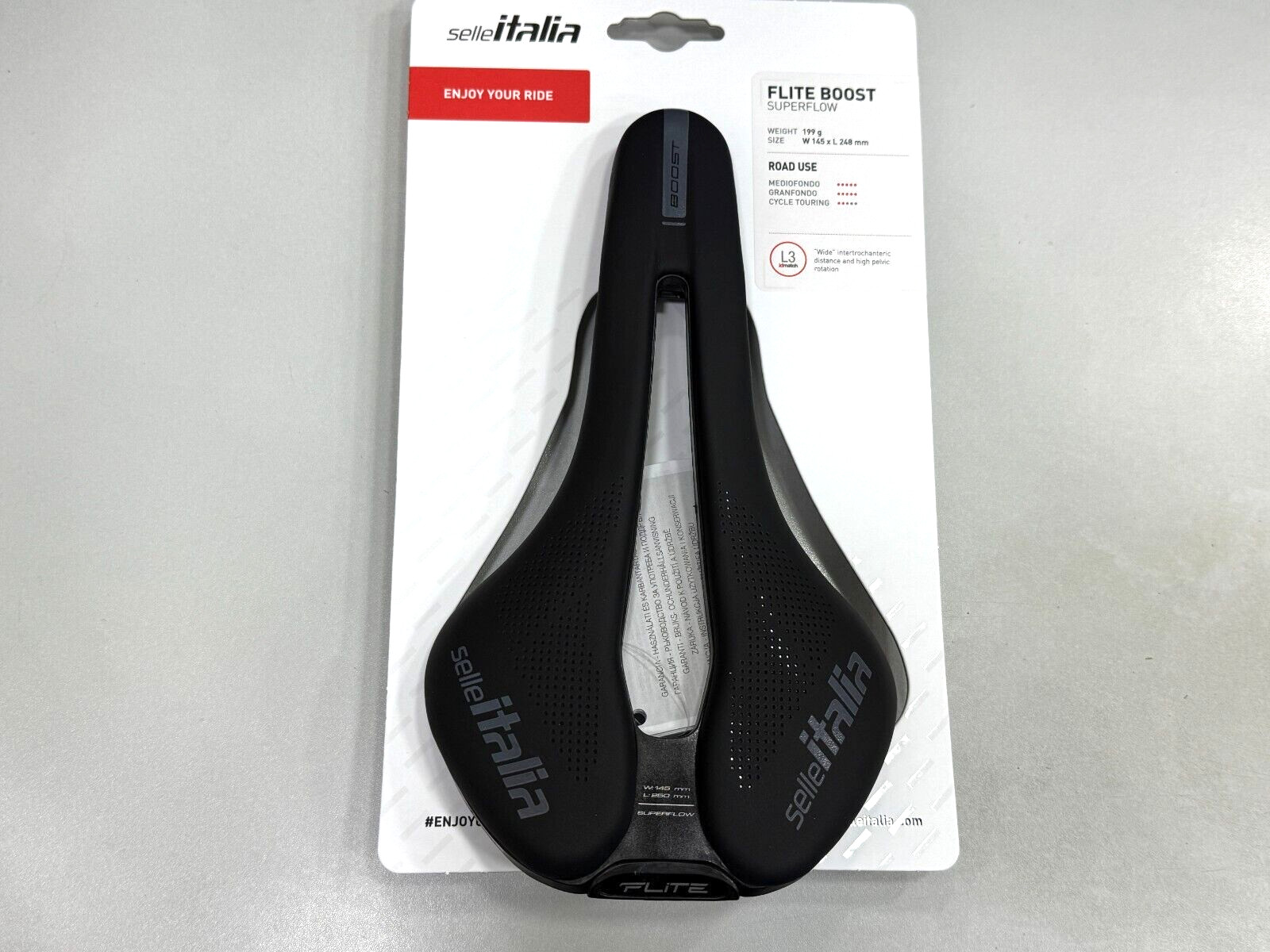 Selle Italia Flite Boost Superflow L3(145x248mm) Ti316 Rail Saddle (Black)