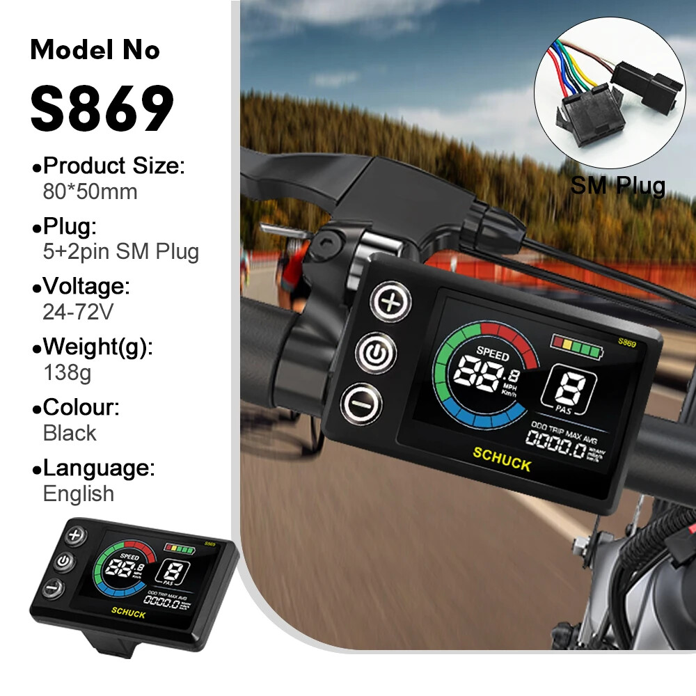 E-bike Display 24V 36V 48V 52V 60V 72V E-bike Colour SM/Waterproof Plug Display