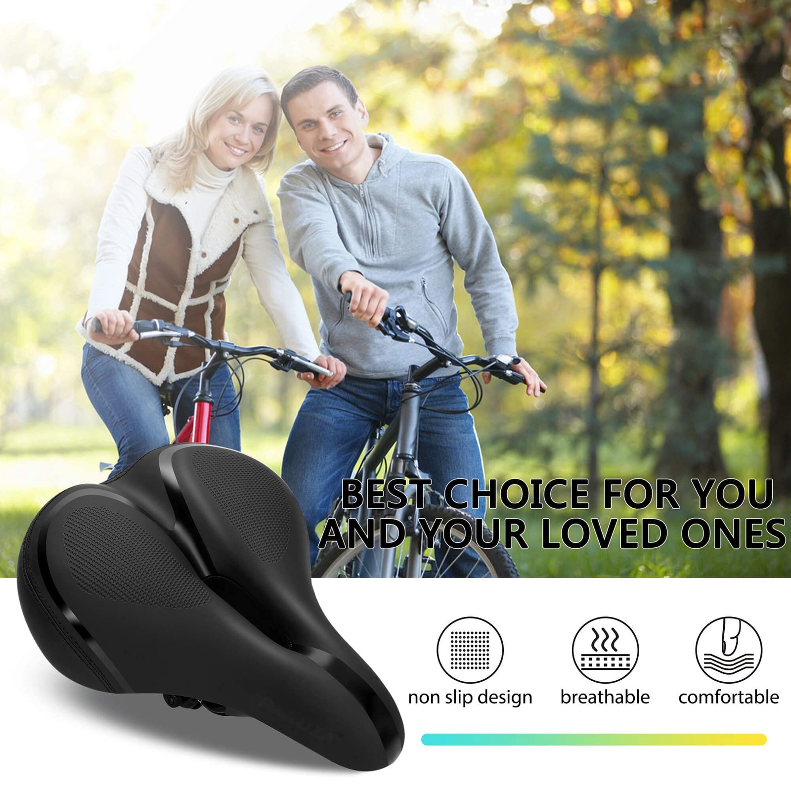 Comfortable Bike Seat with Light Breathable Memory Foam Padded Bike Saddle Du…