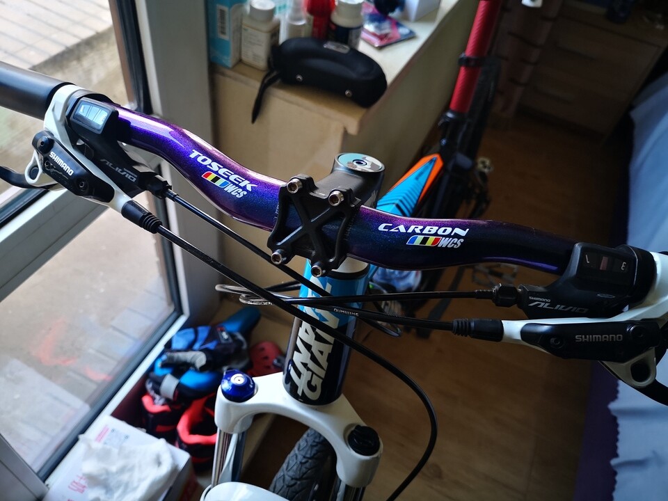 Blue Purple Carbon Handlebar Mountain Bicycle Flat Bar Rise Bar 31.8*600-760mm