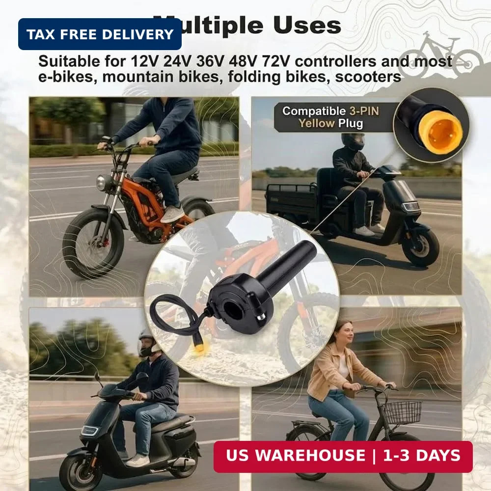 Ebike Full Twist Throttle with Rolling Bearing, Surron Style 3-Pin Waterproof Gr