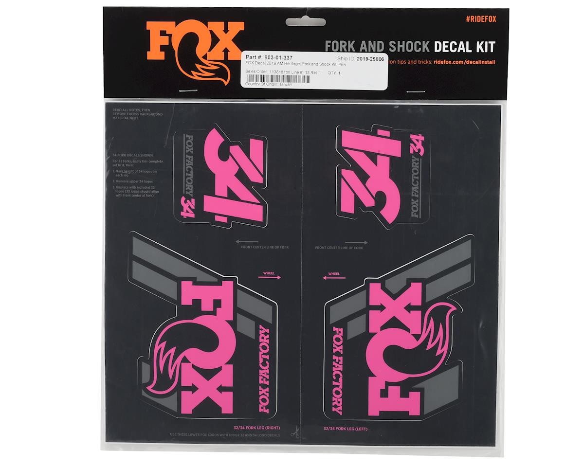 Fox Suspension Heritage Decal Kit for Forks & Shocks (Pink) [803-01-337]