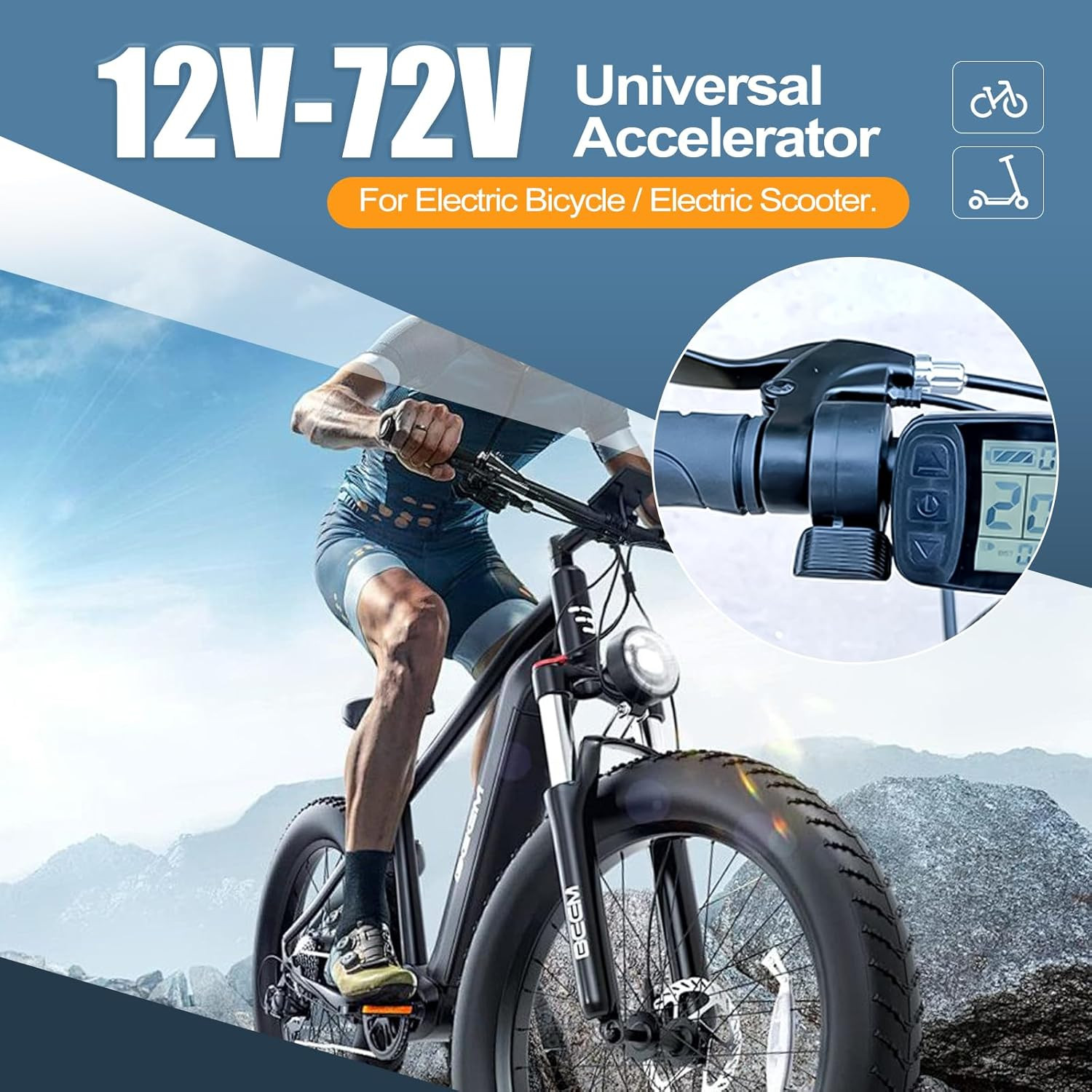 Thumb Throttle Ebike: Electric Scooter Throttle Ebike 160cm / 5.24ft Black