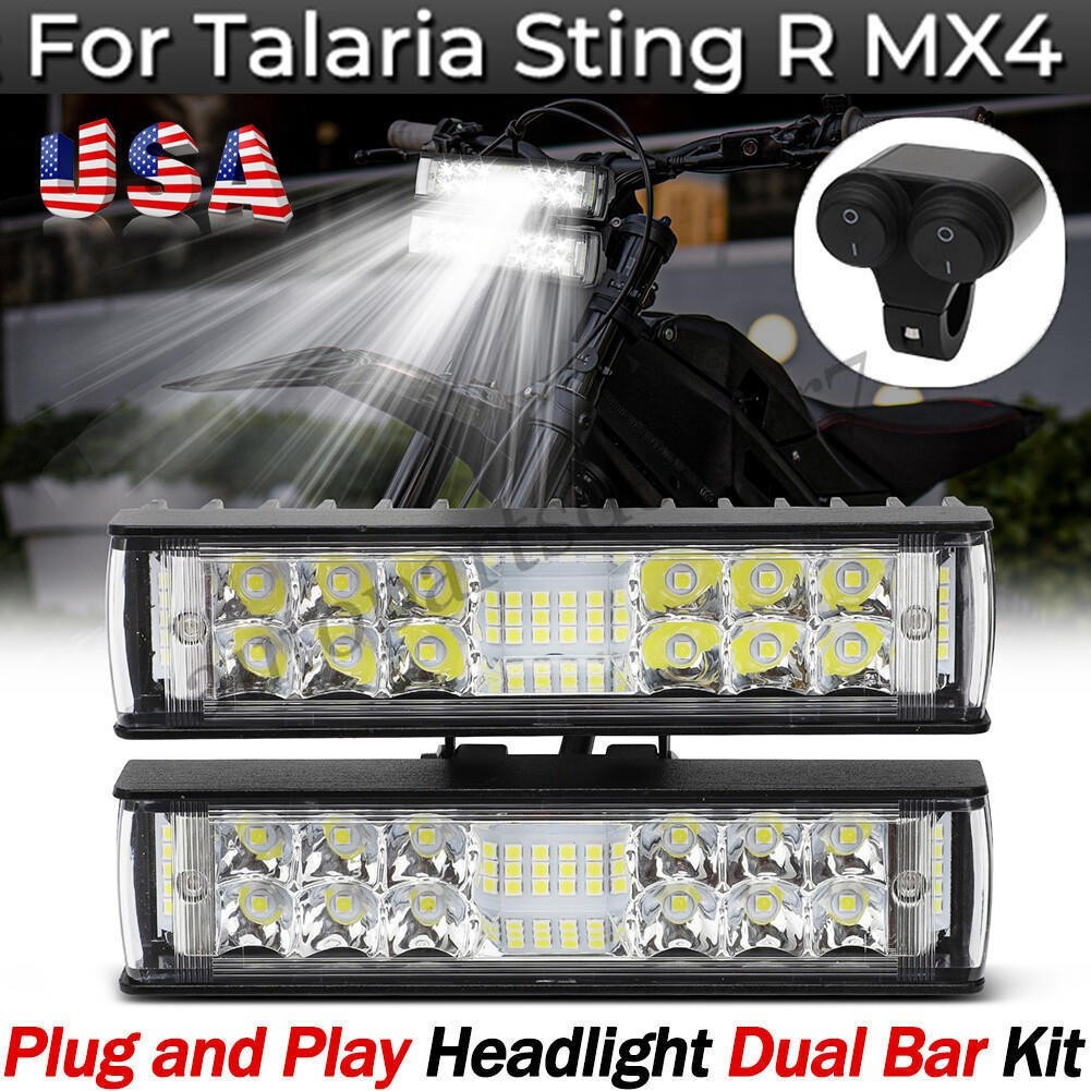LED Headlight Lamp Dual Light Bar Kit (Switch + Bracket) For Talaria Sting R MX4