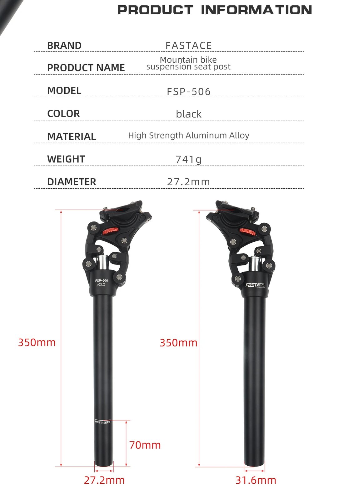 MTB Bicycle Damping Suspension Seatpost Dropper Seat Tube 27.2/31.6mm Seat Post