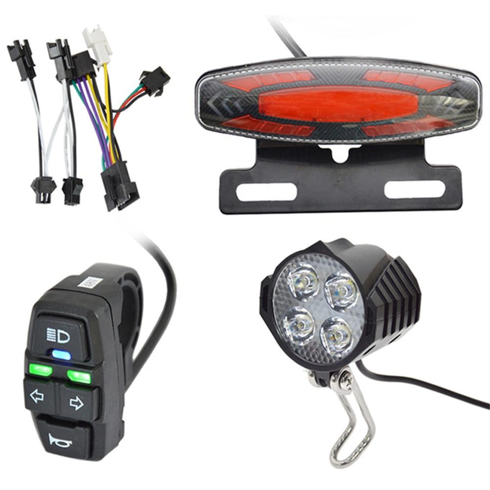 4-in-1 eBike LED Light Kit with Horn Turn Signals 24V-48V Waterproof Universal